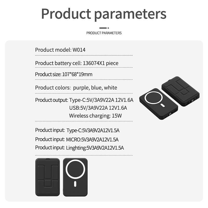 10000Mah Magnetic Power Bank,Foldable Wireless Portable Charger with LED Display,Fast Charging for Iphone 16/15/14/13/12 Pro/Pro Max/Plus, Compact Silicone