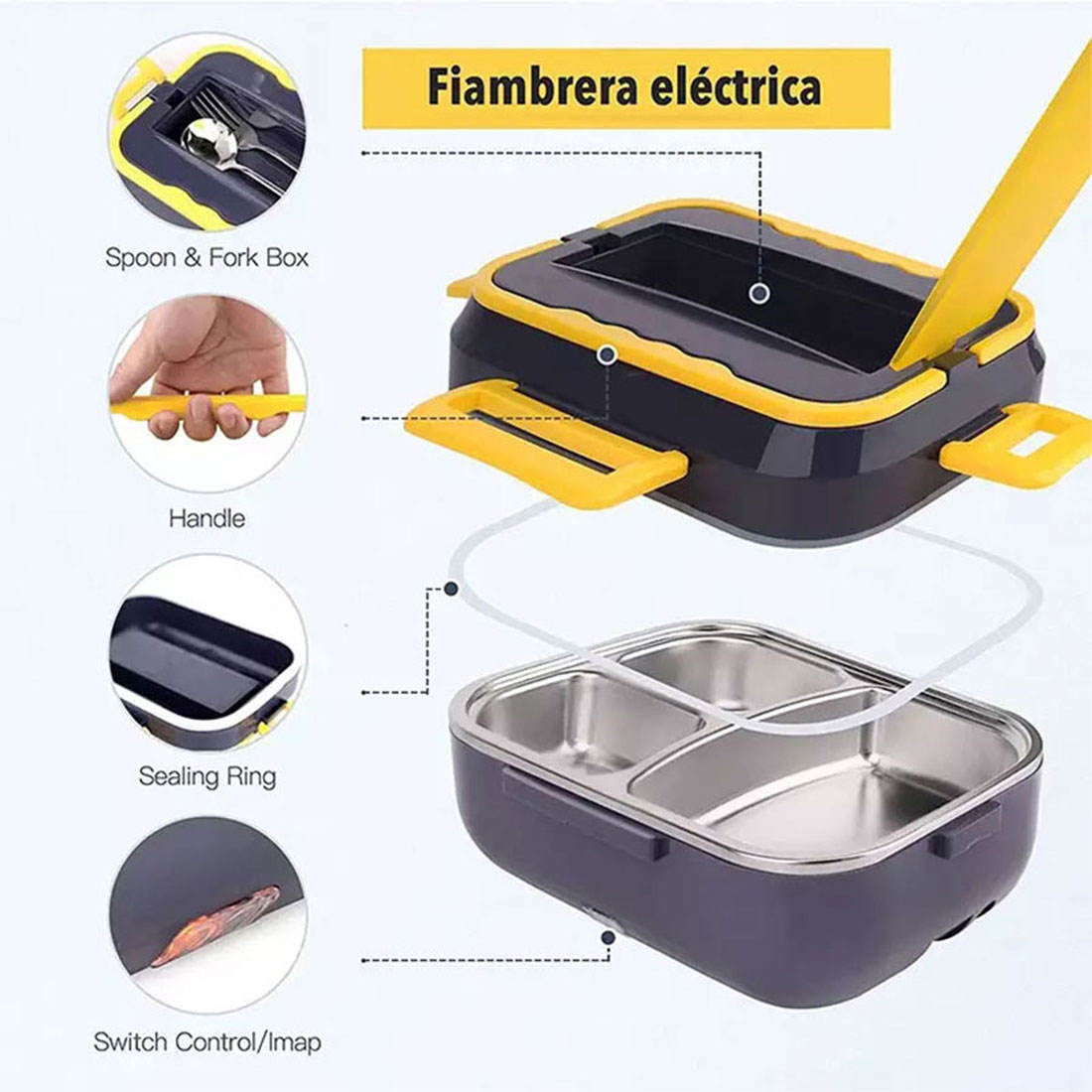 🍱 Hordozható Elektromos Ételdoboz 1.5L – Rozsdamentes Acél, Hőtartó Táskával