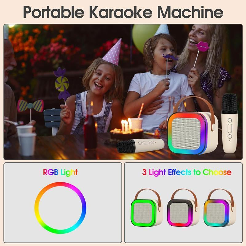 Mini Karaoke with Microphone Sound System, Portable Karaoke with 2 Wireless Microphones, Birthday Gifts for Girls and Children Aged 4-12, Family Gatherings,Tiktokshopbacktoschool Speaker Usb