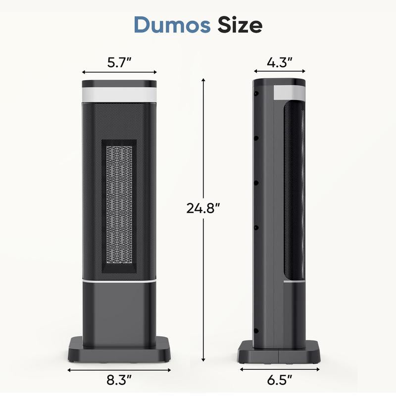 Space Heater for Indoor Use, 23Inch Portable Heater with Remote and Thermostat,7 Light Modes, 70°Oscillation, 12H Timer, up to 95°F, Tip-Over Protection,New Black