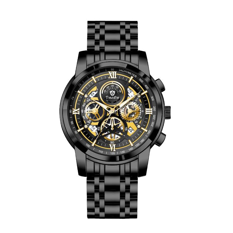 TINAIBINE New Multifunctional Luxury Men'S Watch, Equipped with Original Swiss Movement, Featuring Dual Calendar, Mechanical Style, Sapphire Crystal, Stainless Steel Strap, and Luminous Waterproof Design.