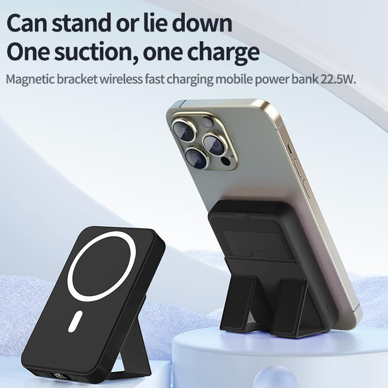 10000Mah Magnetic Power Bank,Foldable Wireless Portable Charger with LED Display,Fast Charging for Iphone 16/15/14/13/12 Pro/Pro Max/Plus, Compact Silicone